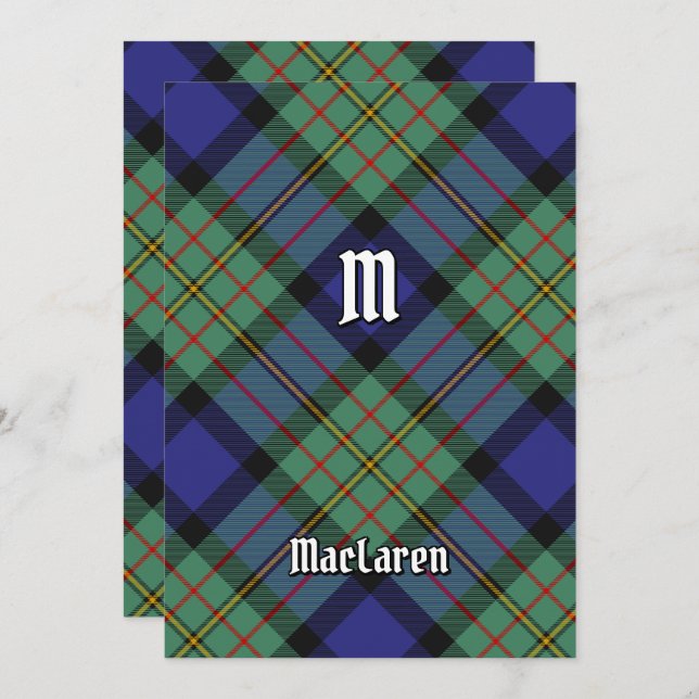 Convites Clan MacLaren Tartan (Frente/Verso)