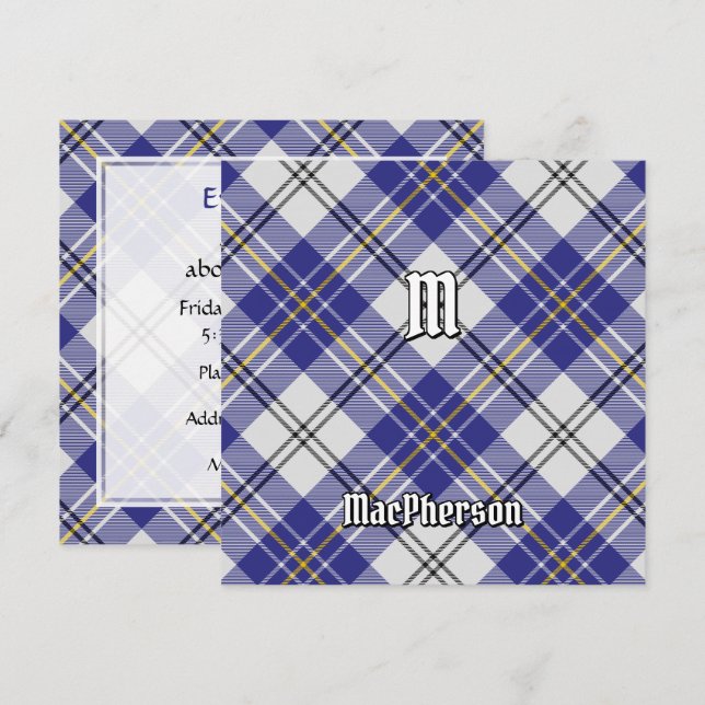 Convites Clan MacPherson Blue Dress Tartan (Frente/Verso)