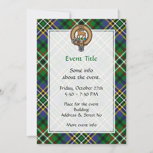 Convites Clan Scott Crest sobre Green Tartan (Frente)