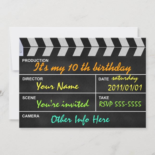Convites claquete cinema (Frente)