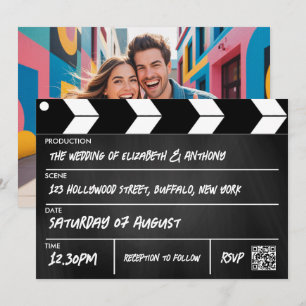 Convites Claquete de Filme Cinematográfico de Hollywood Cas