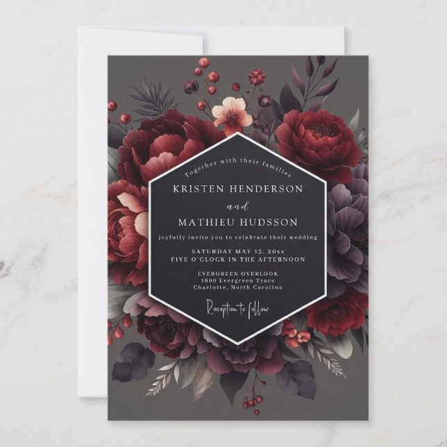 Convites Claret Chiaroscuro Bloom Casamento (Frente)