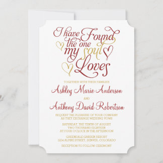 Convites Claret Dourada Soul ama Casamento Cardíaco