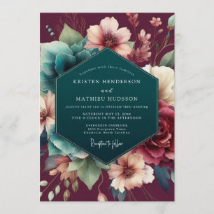 Convites Claret Teal Mestres Holandeses Casamento