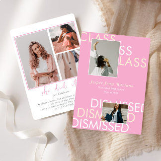 Convites Class Dismissed 2026 Photo Minimal Graduation 