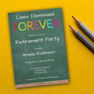 Convites Class Dismissed Forever Teacher Retirement Party