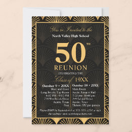 Convites Class of 1976 50th Reunion Invitation Art Deco