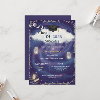 Convites Class of 2026 Die Cut Graduation Invitation Custom