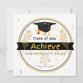Convites Class of 2026 Graduation Gold Floral Sticker