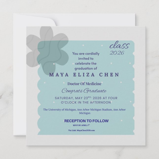 Convites Class of 2026 Graduation Party Invitation | Modern (Frente)