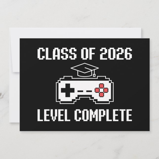 Convites Class Of 2026 Level Complete Gaming Graduation (Frente)