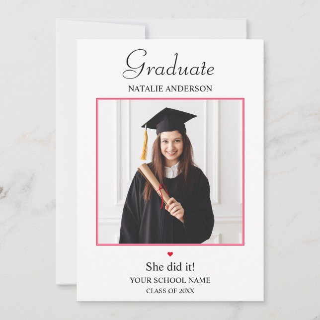 Convites Class of 2026 Modern Photo Graduation Invitation (Frente)