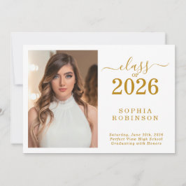 Convites Class of 2026 Photo Simple Graduation Announcement