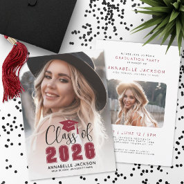 Convites Class Of 2026 Red Graduate Photo Graduation