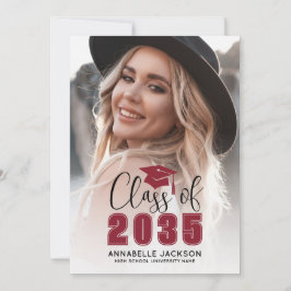 Convites Class Of 2026 Red Graduate Photo Graduation