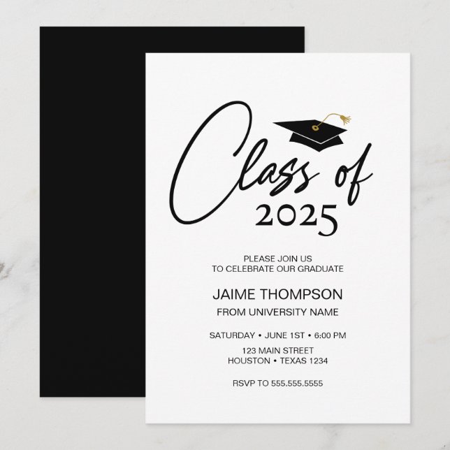 Convites Class of Modern Graduation Invitation (Frente/Verso)