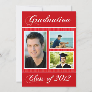 Convites Classe 2012 Red Striped Graduation 3 Photo