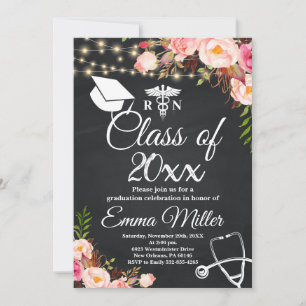 Convites Classe 20XX - Graduação Elegante na Escola de Enfe