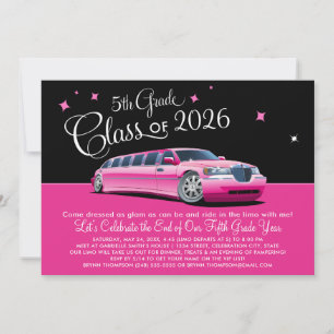 Convites Classe 5 Classe Girly Pink Limousine Night Out