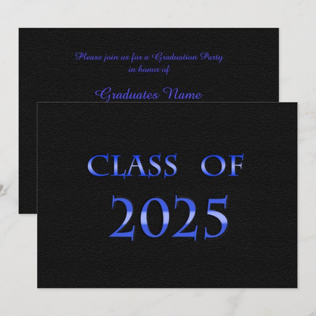 Convites Classe Azul e Preta de Festa de formatura 2025 (Frente/Verso)