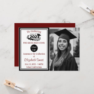 Convites Classe Black and Burgundy de graduação de 2023