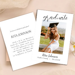 Convites Classe Branca Elegante De Graduação De Foto 2024