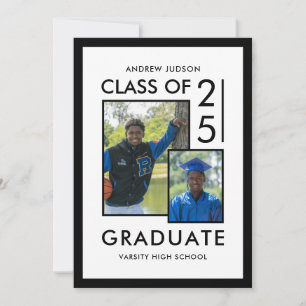 Convites Classe Branca Moderna de 26 Fotos de Graduados Cas
