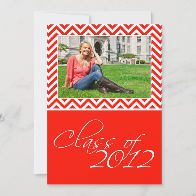 Convites Classe de 2012 Red Chevron SCROLL DOWN para 2013 (Frente)
