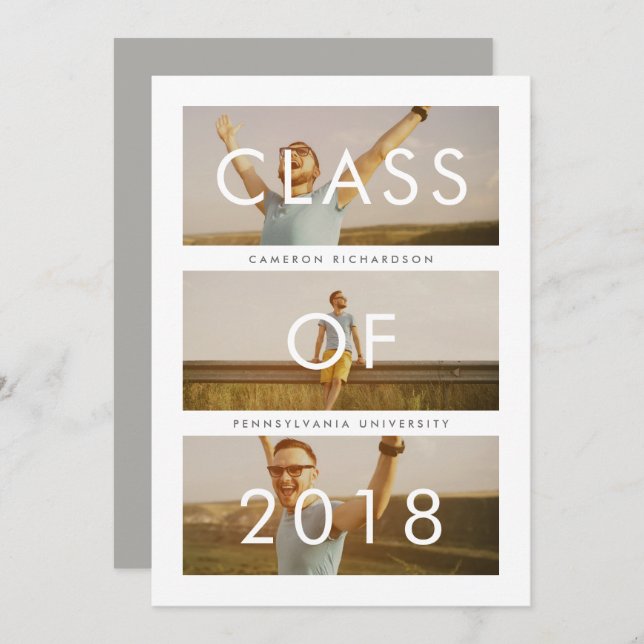 Convites Classe de 2018 | Três Festas de formatura fotográf (Frente/Verso)