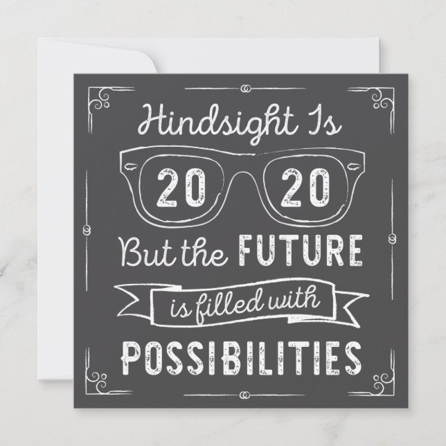Convites Classe de 2020 Hindsight 2020 No Photo Graduation (Frente)
