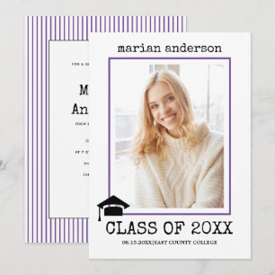 Convites Classe de 2022: Foto da graduação roxa da máqui