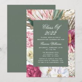 Convites Classe de 2022 "Watercolor Graduation Floral"