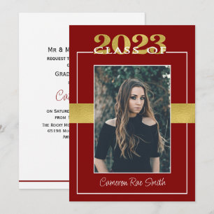 Convites Classe de 2023 Maroon e Festa de formatura Dourada