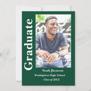 Convites Classe de 2023 Modern Boy emerald Green Graduação