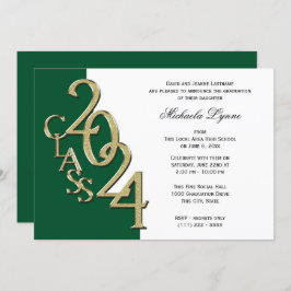Convites Classe de 2024 Formando Dourado e Verde