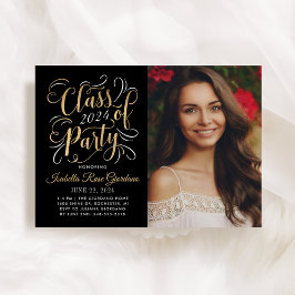 Convites Classe de 2025 Foto Dourada de Festa de formatura 