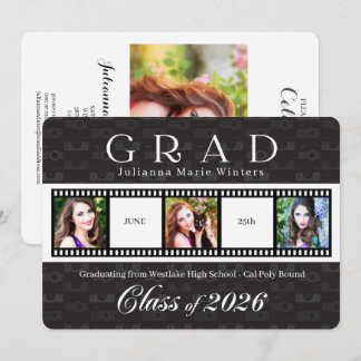 Convites Classe de 2025 Graduation Film Strip Theme 3 Foto