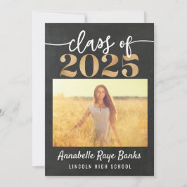 Convites Classe de 2025 Script Cinza Chalk Imprimível