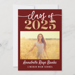 Convites Classe de 2025 Script Maroon Imprimível