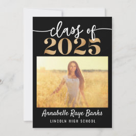 Convites Classe de 2025 Script Preto Imprimível