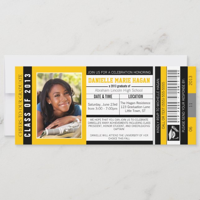 Convites Classe de Bilhete de Admissão VIP para Licenciação (Frente)