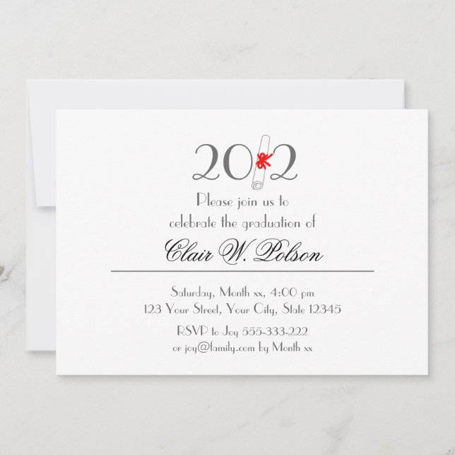 Convites Classe de Celebração de Graduação de 2012 (Frente)