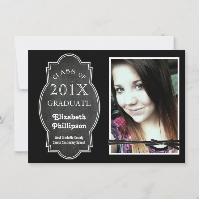 Convites Classe de Chalkboard Placa 2013 com foto (Frente)