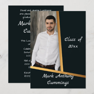 Convites Classe De Elegância Do ouro De Graduação De Foto 3