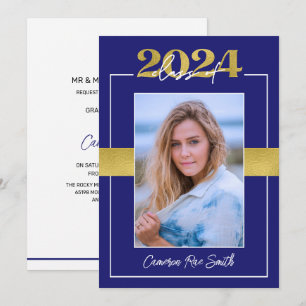 Convites Classe de Festa de formatura Azul e Dourada 2024
