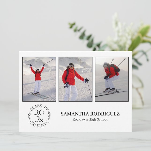 Convites Classe De Festa de formatura Branca De Foto Do For (Em pé/Frente)