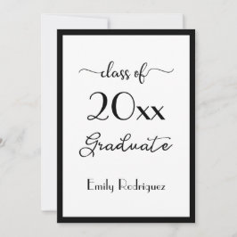 Convites Classe De Festa de formatura Branca Elegante Preta