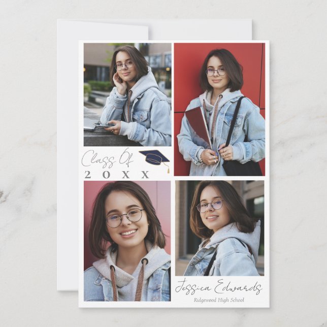 Convites Classe De Festa de formatura De Múltiplas Fotos 20 (Frente)