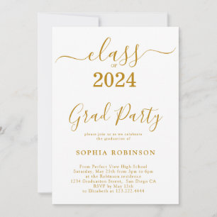 Convites Classe de Festa de formatura de Script Dourado 202