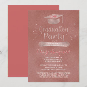 Convites Classe de Festa de formatura Dourada Rosa de Boné 